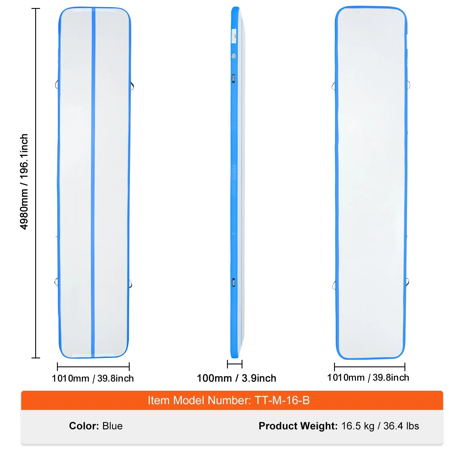 VEVOR Inflatable Gymnastics Air Mat with Electric Pump
