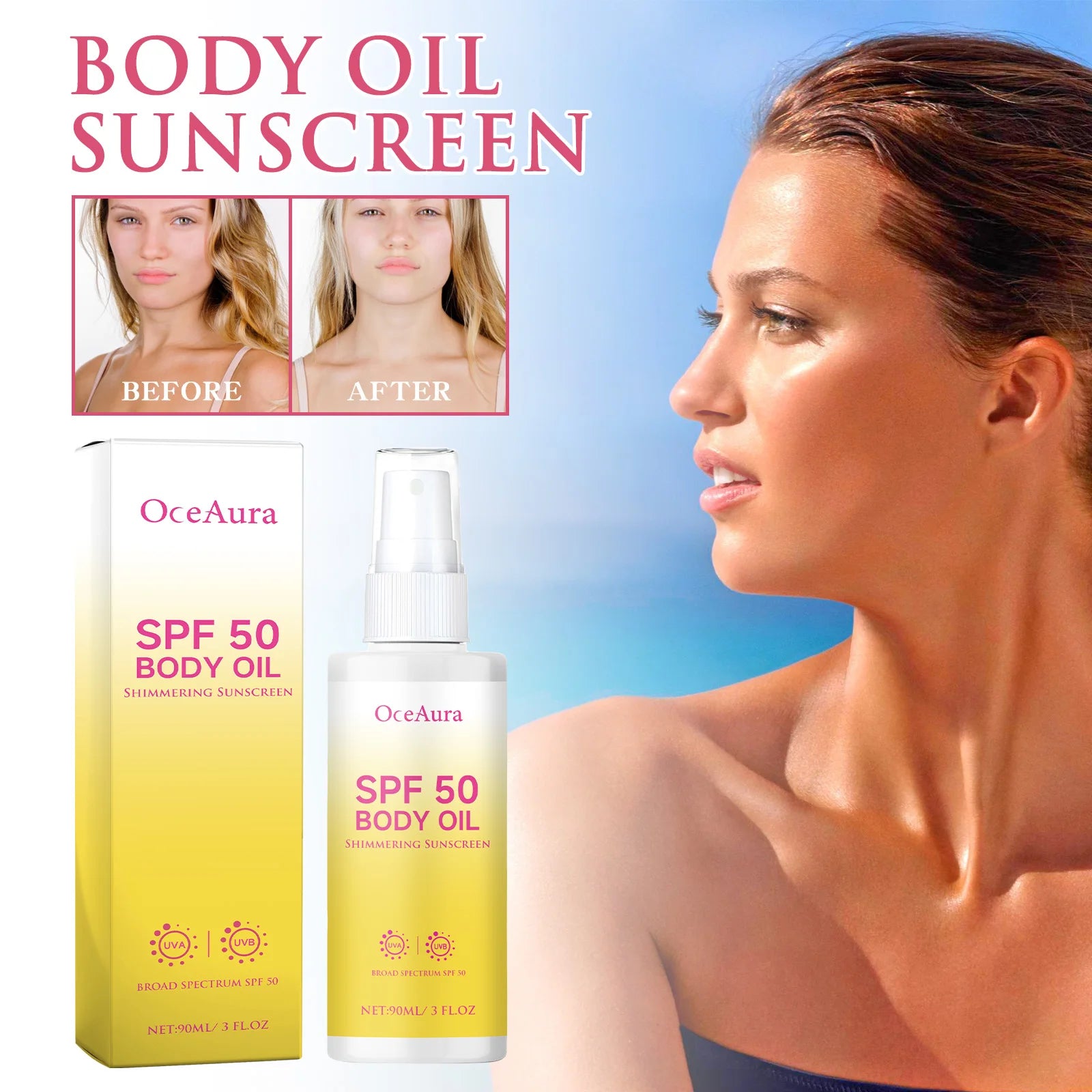 OceAura 90ml Body Oil Sunscreen