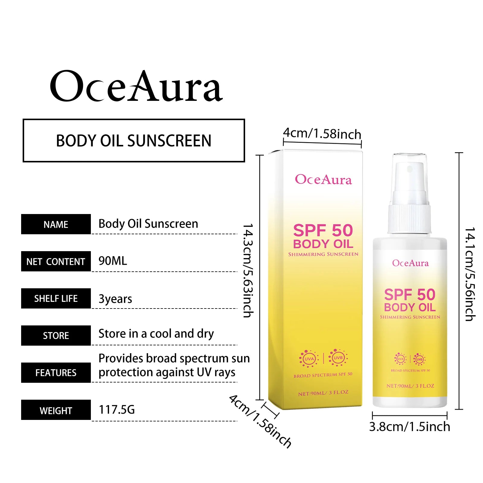 OceAura 90ml Body Oil Sunscreen