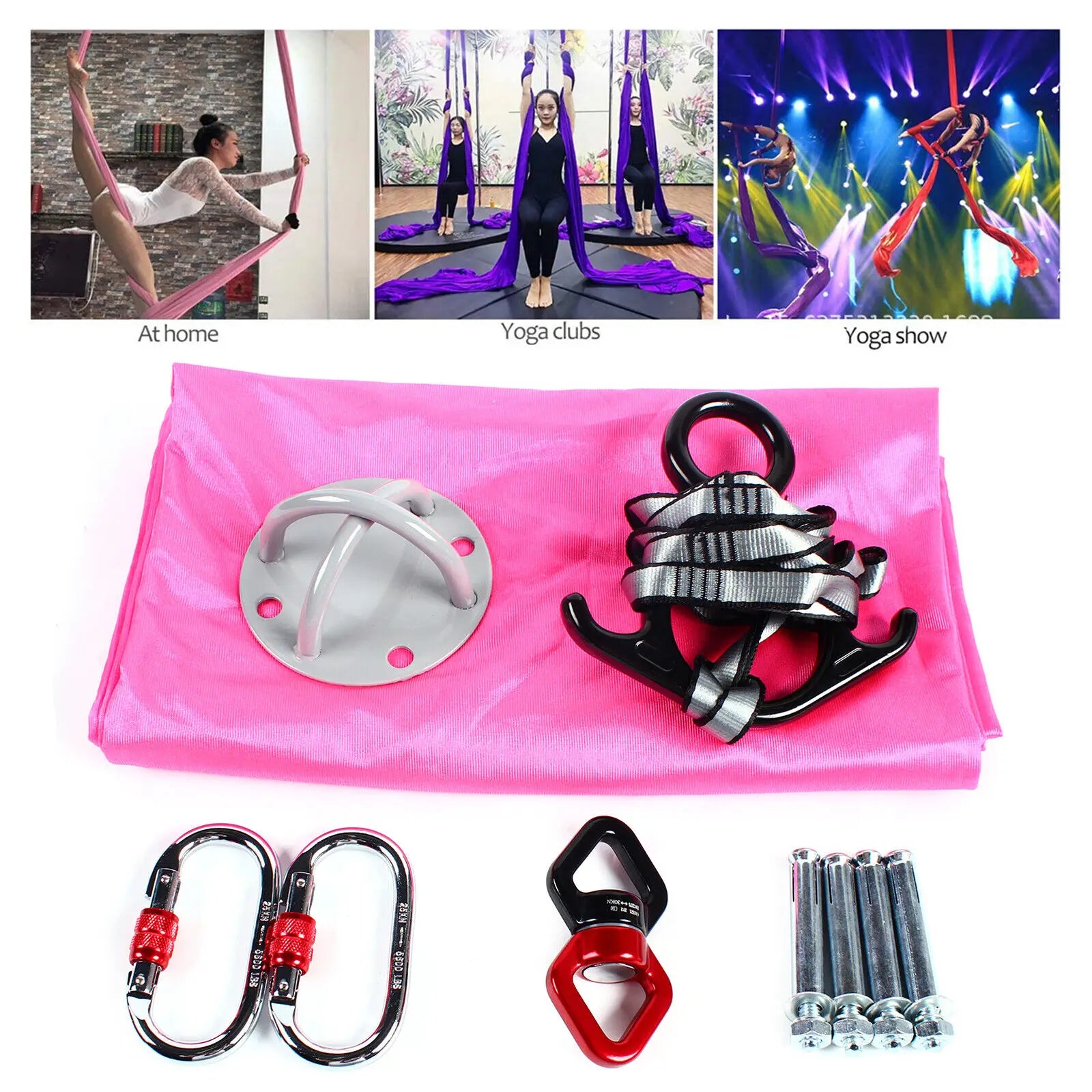 Aerial Silks Yoga Swing Kit Anti-gravity Fitness Strength Training 2.8m TOP