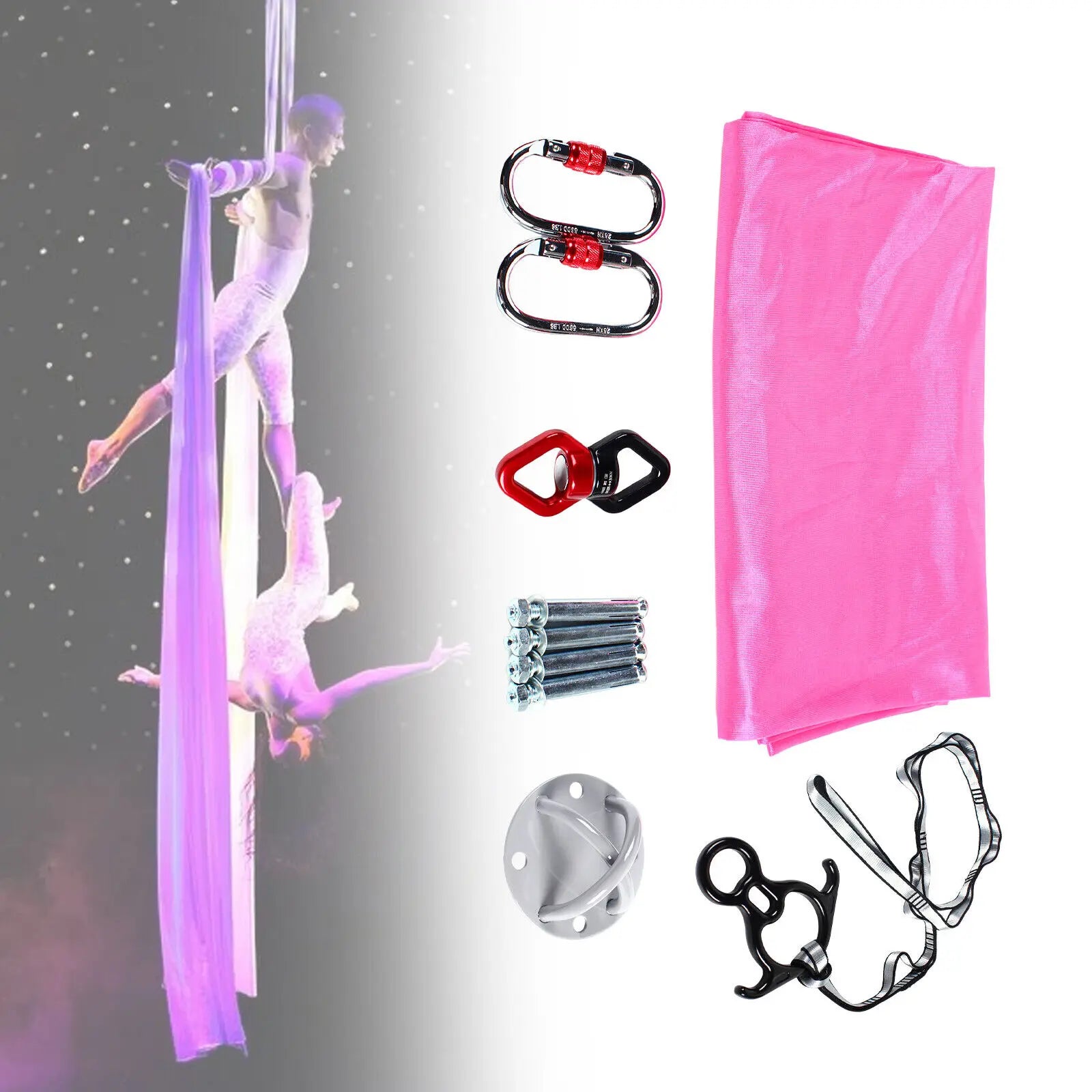 Aerial Silks Yoga Swing Kit Anti-gravity Fitness Strength Training 2.8m TOP