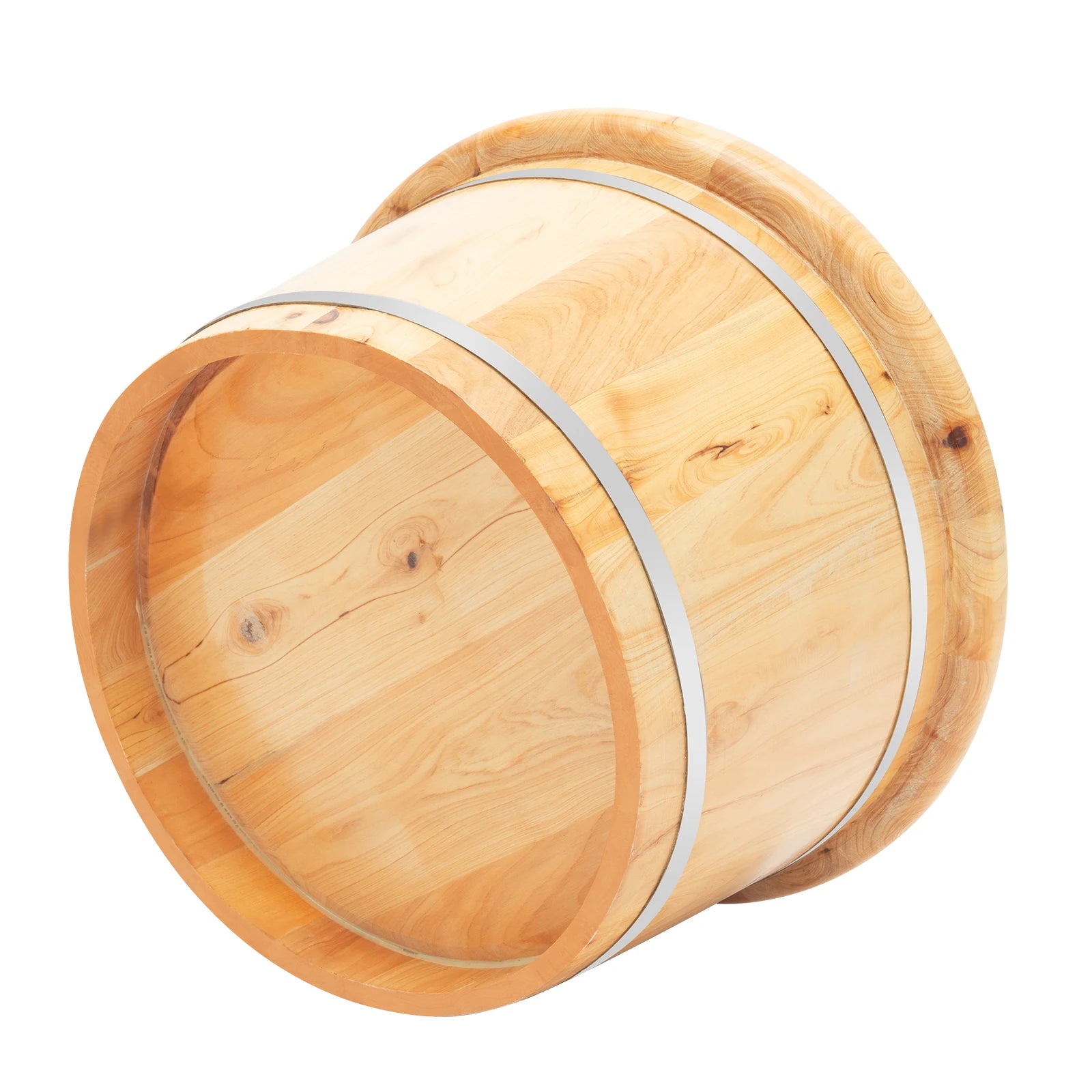 Cedar Wood Foot Bath Bucket with Lid & Massage Roller